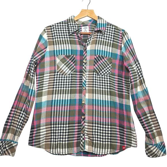 Women's Dickies 100% Cotton Plaid Button Up Shirt Size Med - Picture 1 of 7
